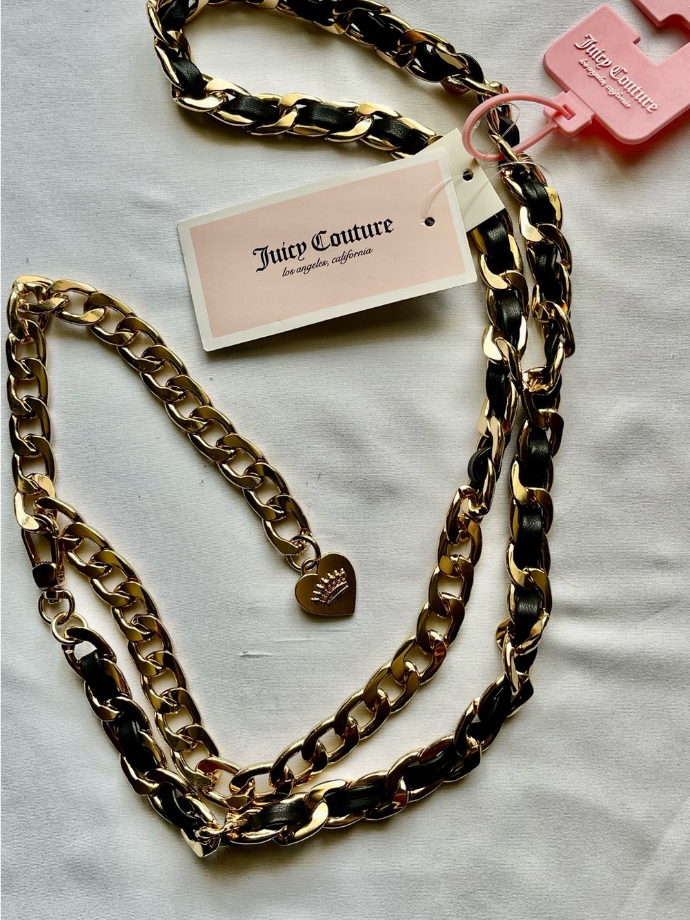Juicy Couture Gold & Black Chain Belt with Heart Charm